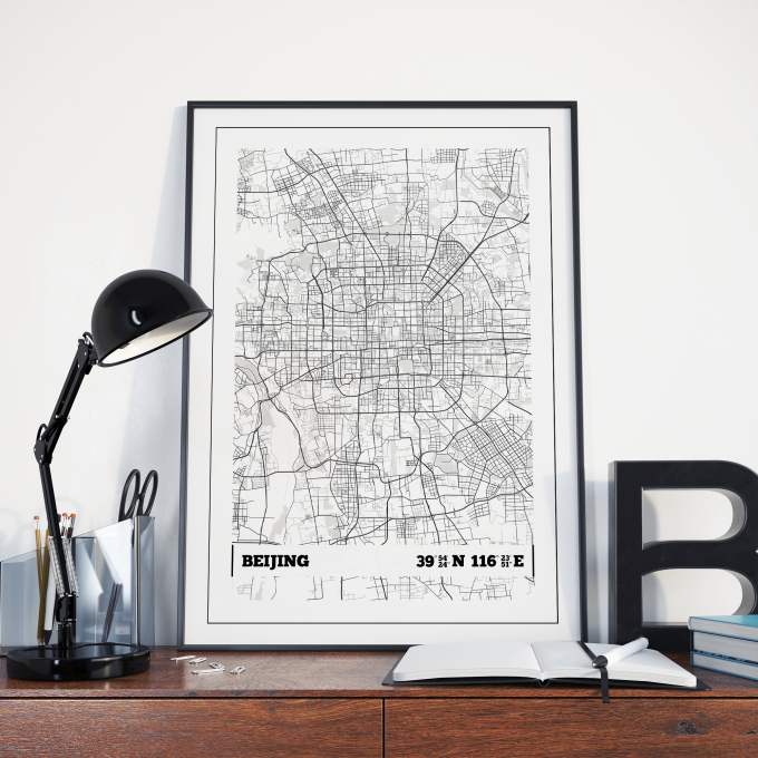 Beijing Coordinates Map Poster Print Wall Art