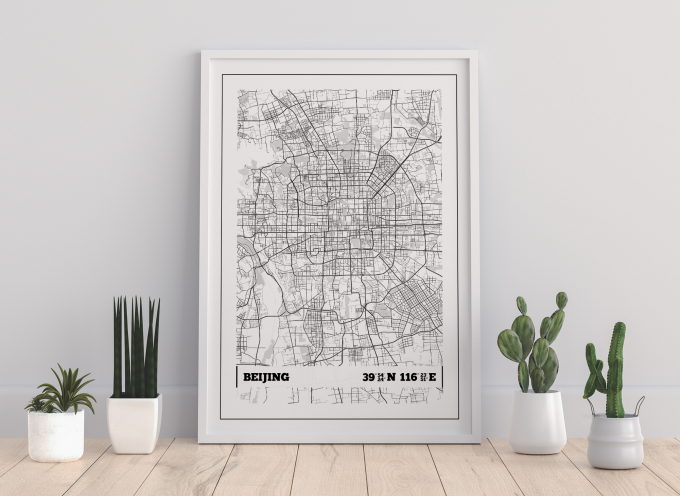 Beijing Coordinates Map Poster Print Wall Art