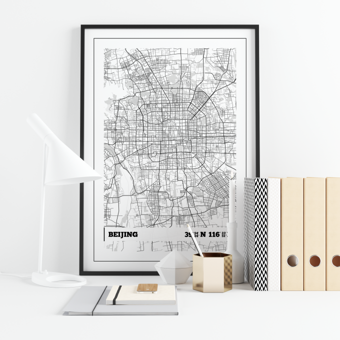 Beijing Coordinates Map Poster Print Wall Art