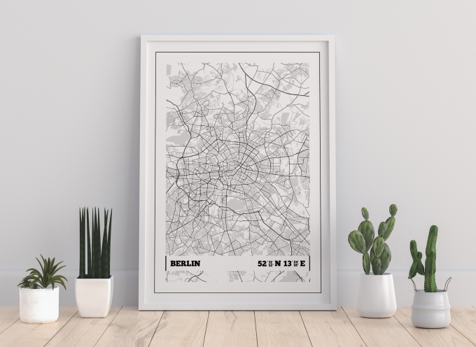 Berlin Coordinates Map Poster Print Wall Art