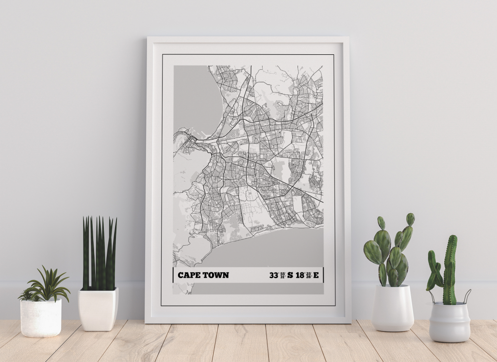 Cape Town Coordinates Map Print Poster | igdprints.com