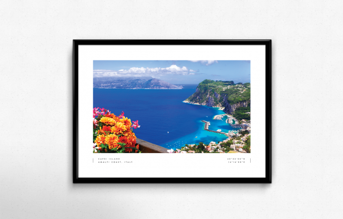 Capri Island Coordinates Poster Print Wall Art