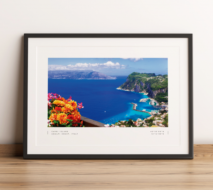 Capri Island Coordinates Poster Print Wall Art