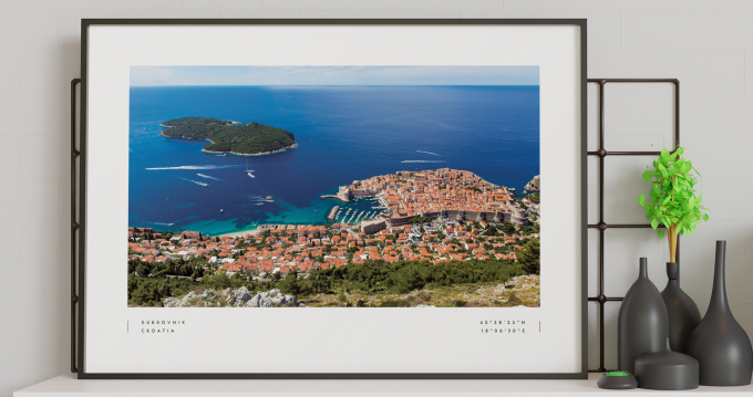 Dubrovnik Coordinates Poster Print Wall Art