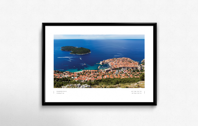 Dubrovnik Coordinates Poster Print Wall Art