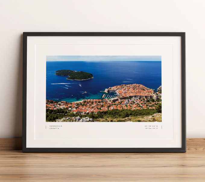 Dubrovnik Coordinates Poster Print Wall Art