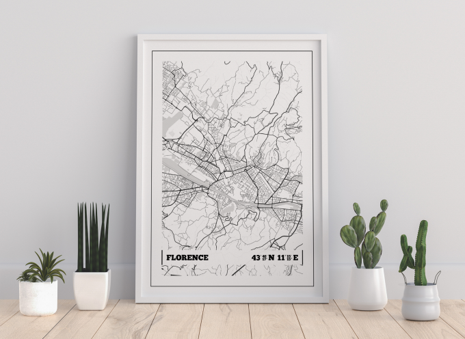 Florence Coordinates Map Poster Print Wall Art