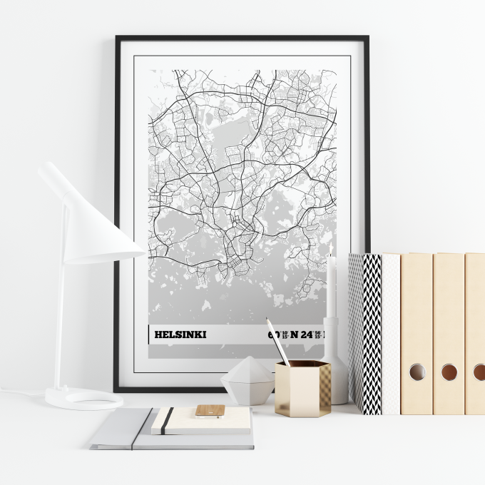 Helsinki Coordinates Map Poster Print Wall Art