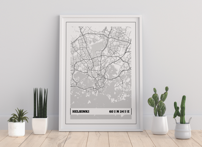 Helsinki Coordinates Map Poster Print Wall Art