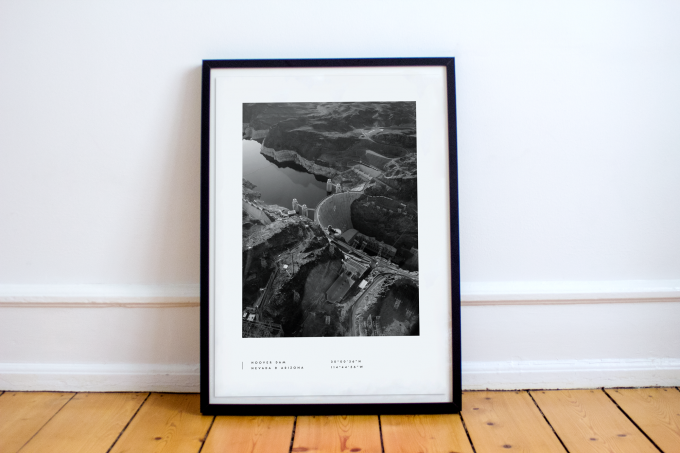 Hoover Dam Coordinates Poster Print Wall Art