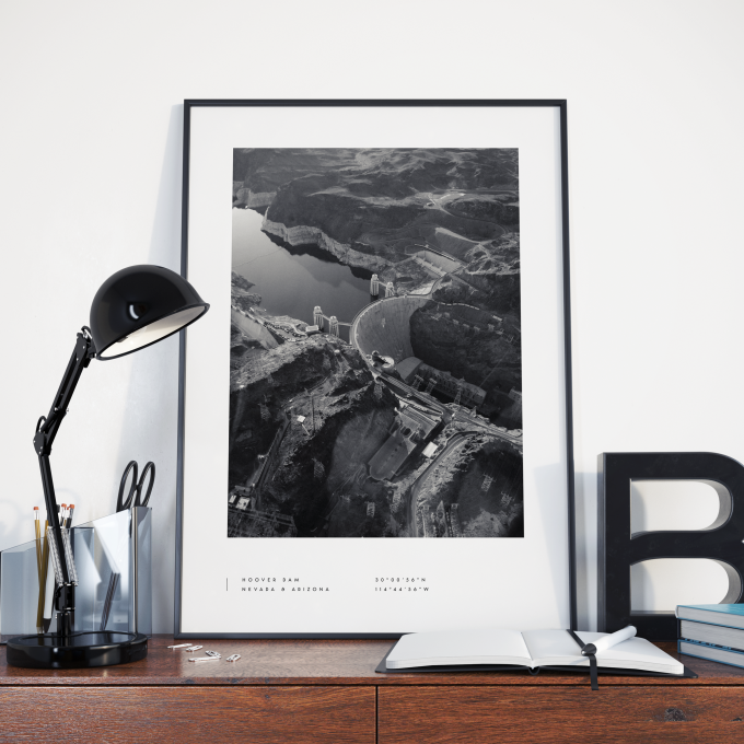 Hoover Dam Coordinates Poster Print Wall Art