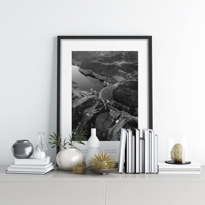 Hoover Dam Coordinates Poster Print Wall Art