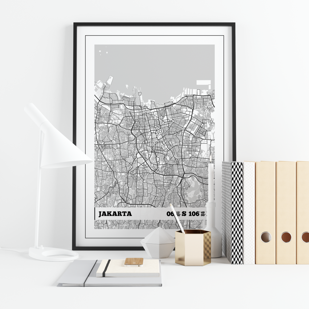 Jakarta Coordinates Map Print – igdprints.com