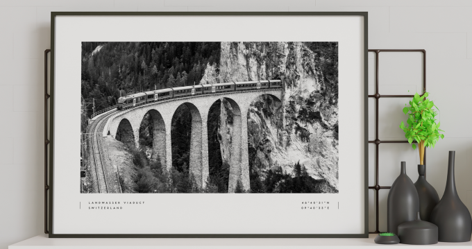 Landwasser Viaduct Coordinates Poster Print Wall Art