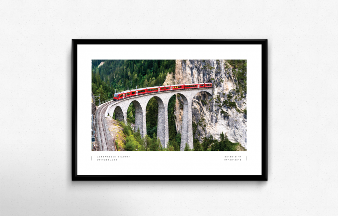 Landwasser Viaduct Coordinates Poster Print Wall Art