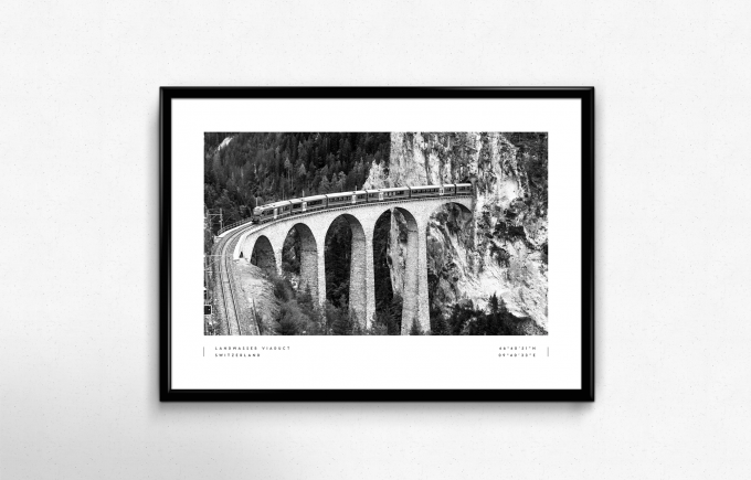 Landwasser Viaduct Coordinates Poster Print Wall Art