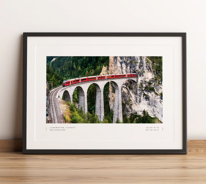 Landwasser Viaduct Coordinates Poster Print Wall Art