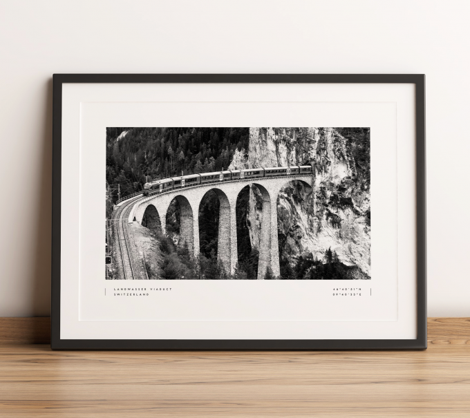 Landwasser Viaduct Coordinates Poster Print Wall Art