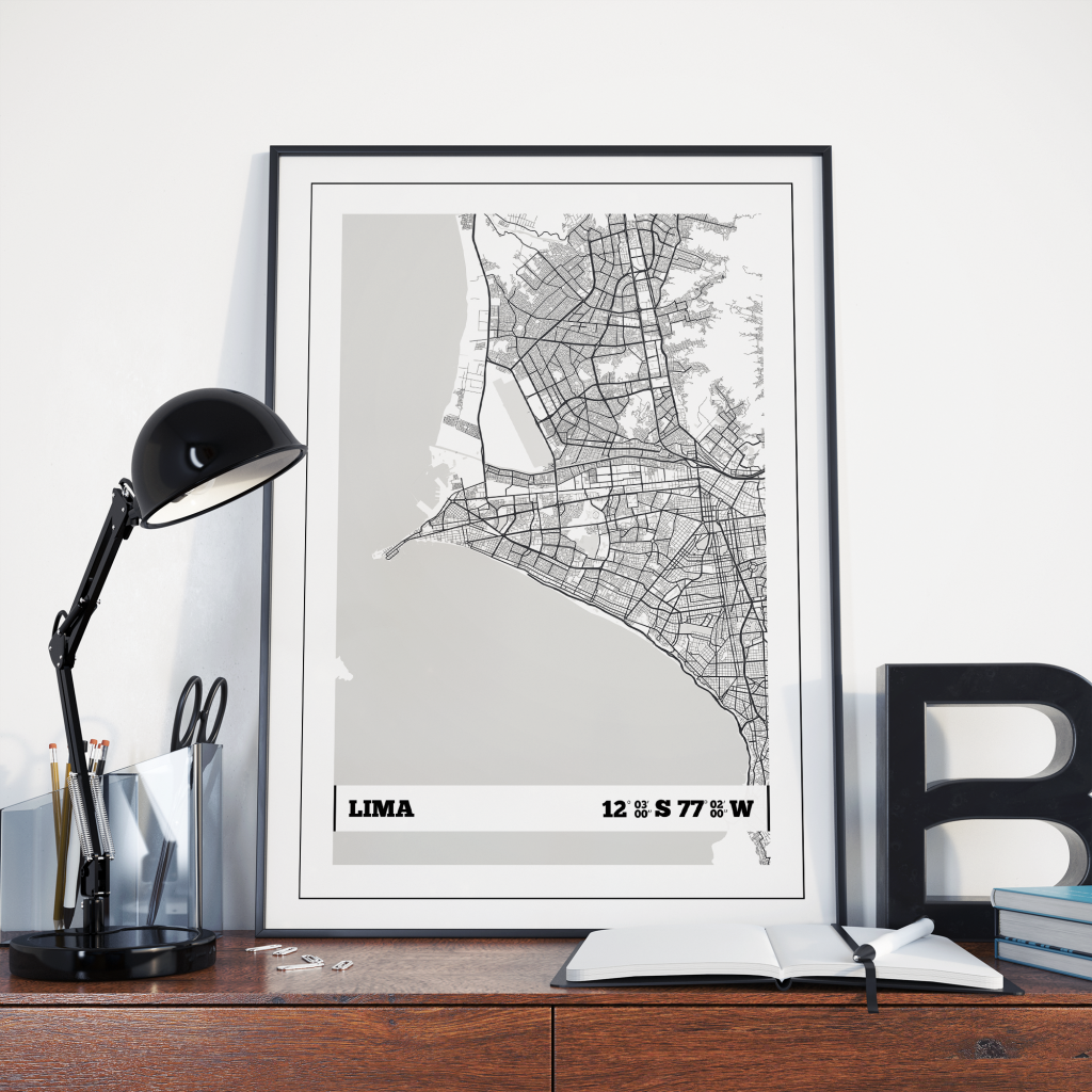 Lima Coordinates Map Print Poster | igdprints.com