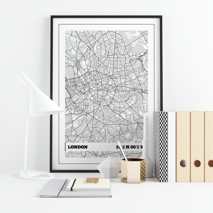 London Coordinates Map Poster Print Wall Art