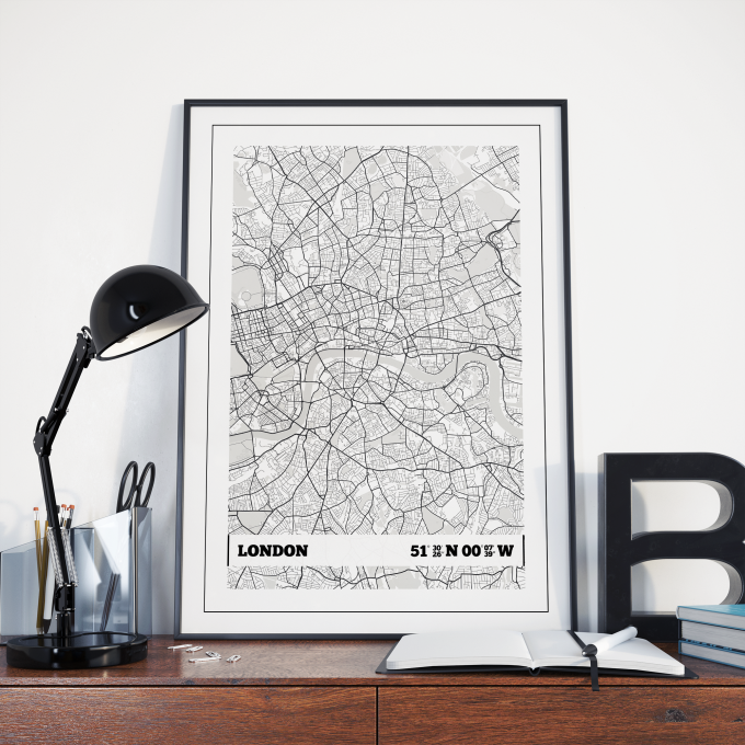 London Coordinates Map Poster Print Wall Art