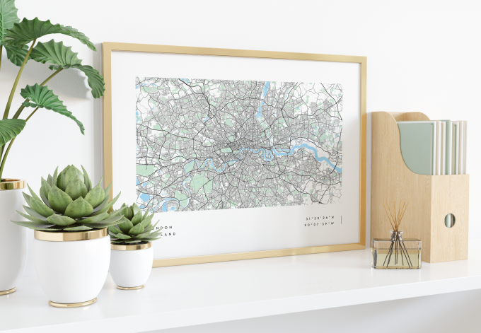 London Coordinates Map Poster Print Wall Art