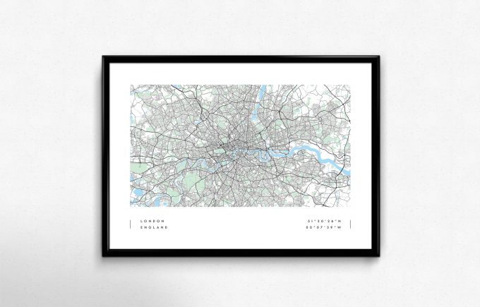 London Coordinates Map Poster Print Wall Art