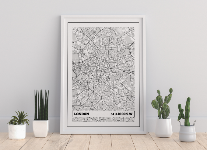 London Coordinates Map Poster Print Wall Art