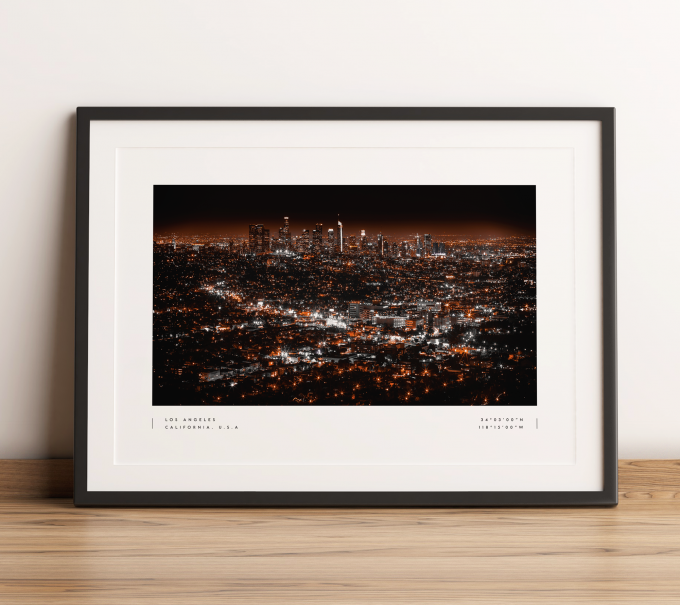 Los Angeles Coordinates Poster Print Wall Art