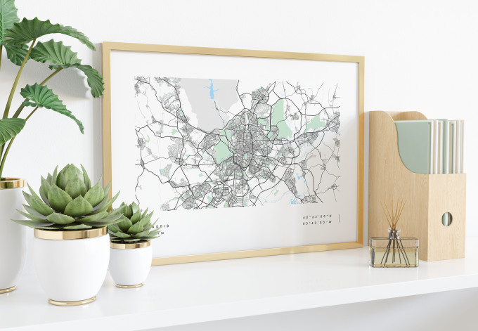 Madrid Coordinates Map Poster Print Wall Art