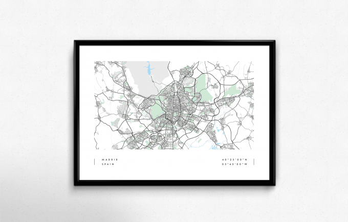 Madrid Coordinates Map Poster Print Wall Art