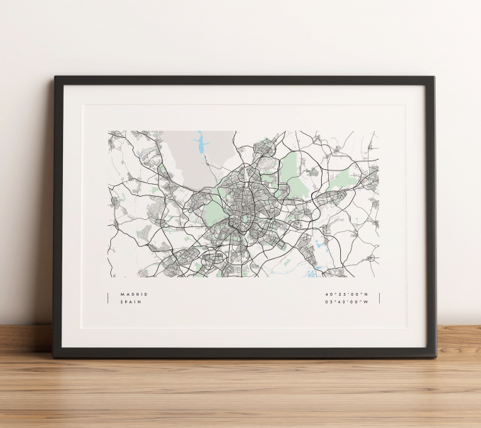 Madrid Coordinates Map Poster Print Wall Art