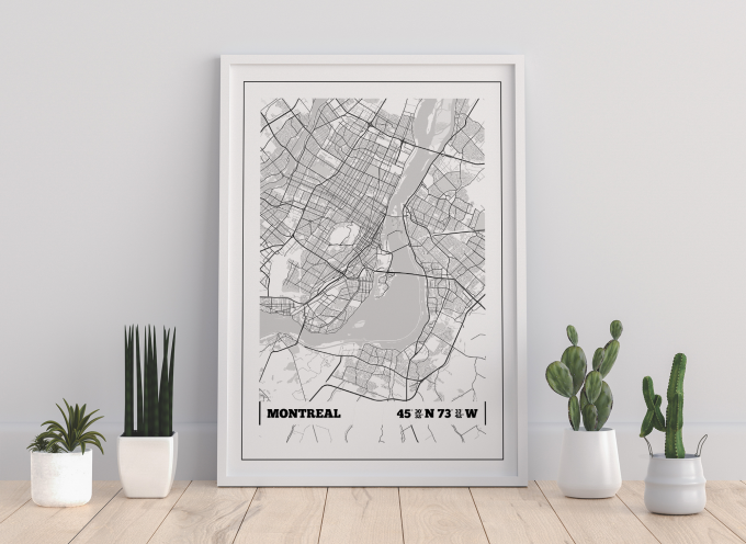 Montreal Coordinates Map Poster Print Wall Art