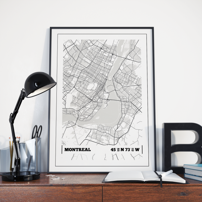 Montreal Coordinates Map Poster Print Wall Art