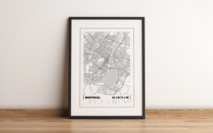 Montreal Coordinates Map Poster Print Wall Art