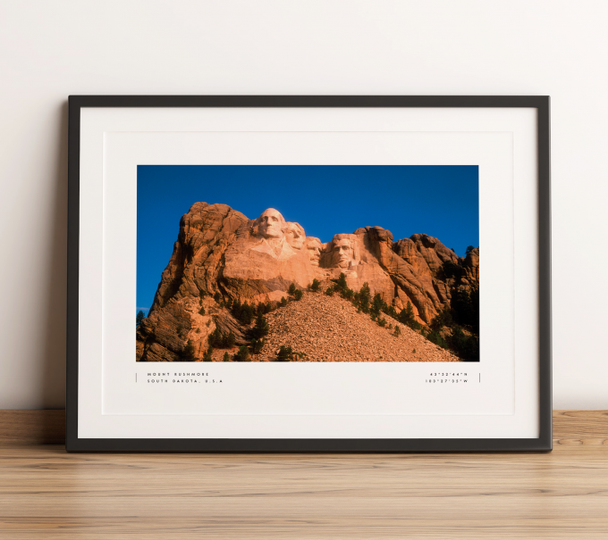 Mount Rushmore Coordinates Poster Print Wall Art