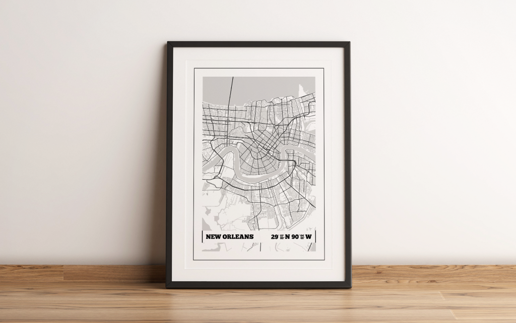 New Orleans Coordinates Map Print – igdprints.com