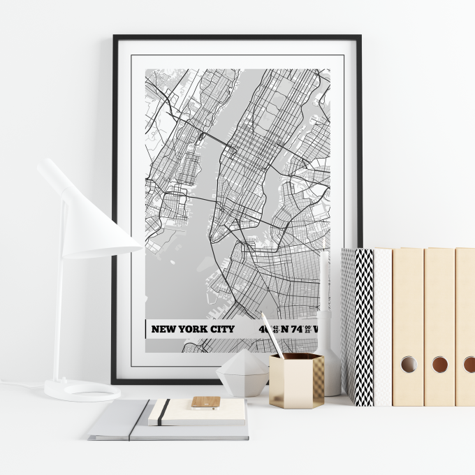 New York Coordinates Map Poster Print Wall Art