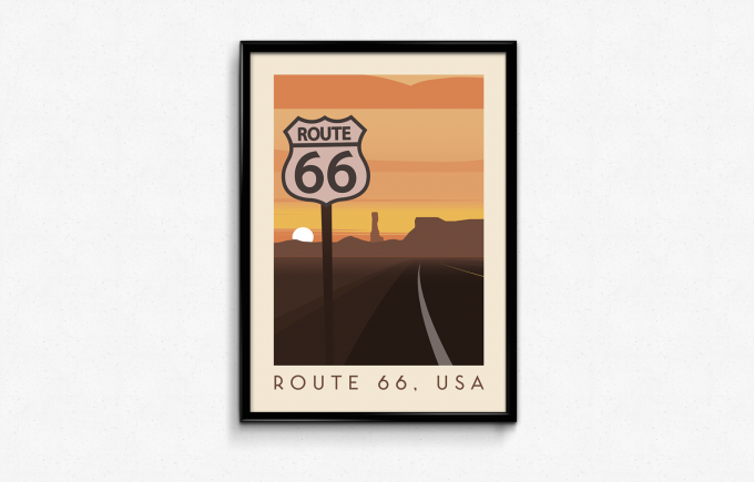 Route 66 Poster Print Wall Art