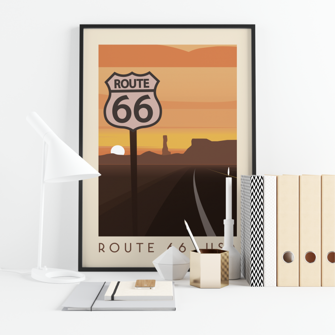 Route 66 Poster Print Wall Art