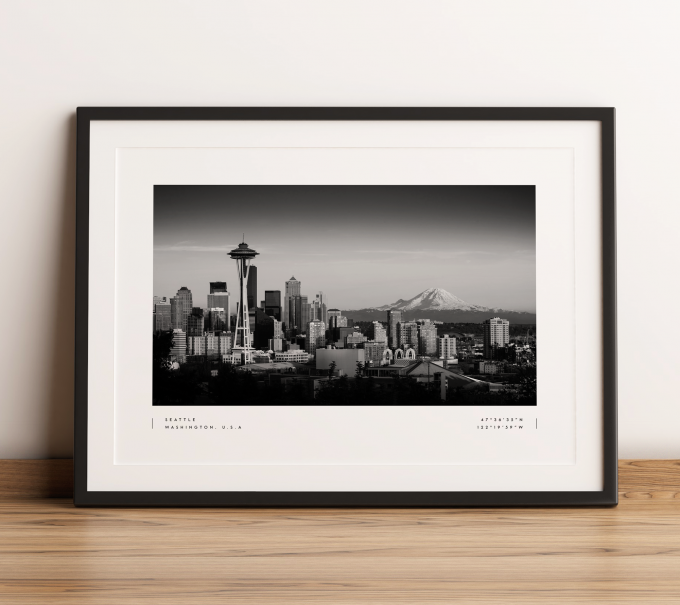 Seattle Coordinates Poster Print Wall Art