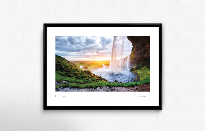 Seljalandsfoss Coordinates Poster Print Wall Art