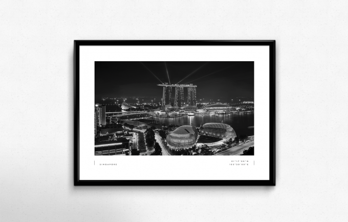 Singapore Coordinates Poster Print Wall Art