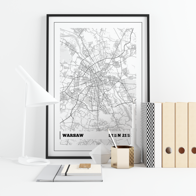 Warsaw Coordinates Map Poster Print Wall Art