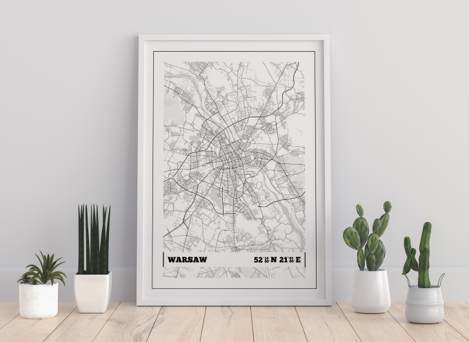 Warsaw Coordinates Map Poster Print Wall Art