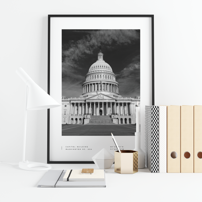 Washington DC Coordinates Poster Print Wall Art