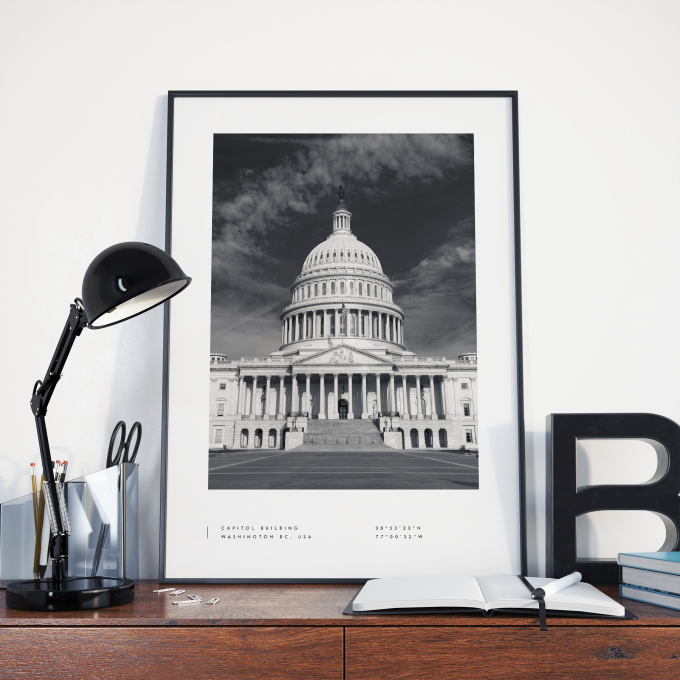 Washington DC Coordinates Poster Print Wall Art