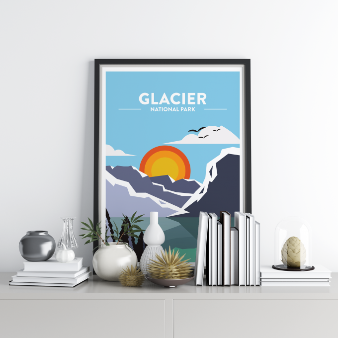 Glacier - National Park Print Poster Wall Art