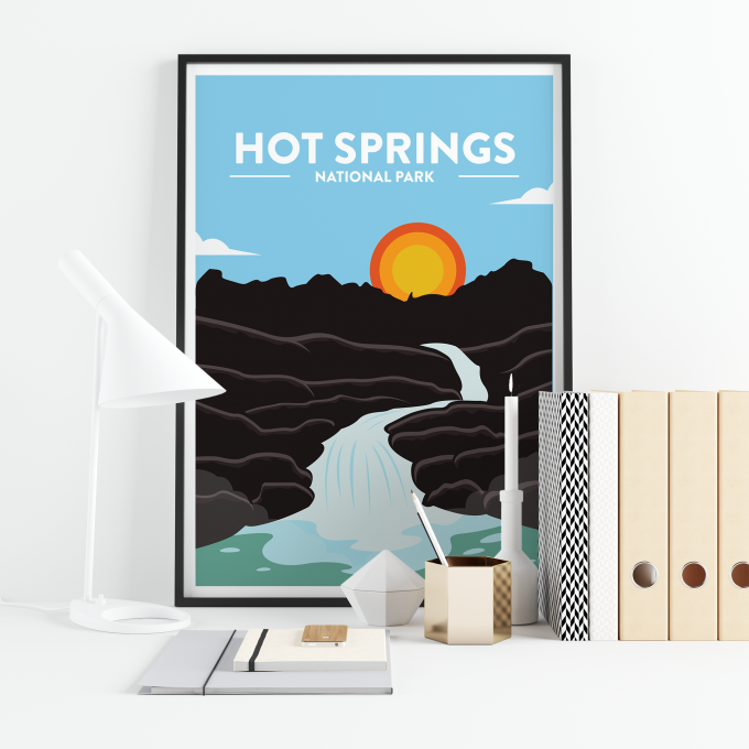 Hot Springs - National Park Print Poster Wall Art