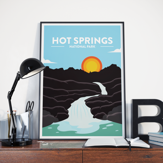 Hot Springs - National Park Print Poster Wall Art